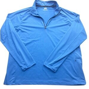 REI Co-op Mens XL Blue Heathered Quarter Zip Pullover Activewear Long Sleeve Top